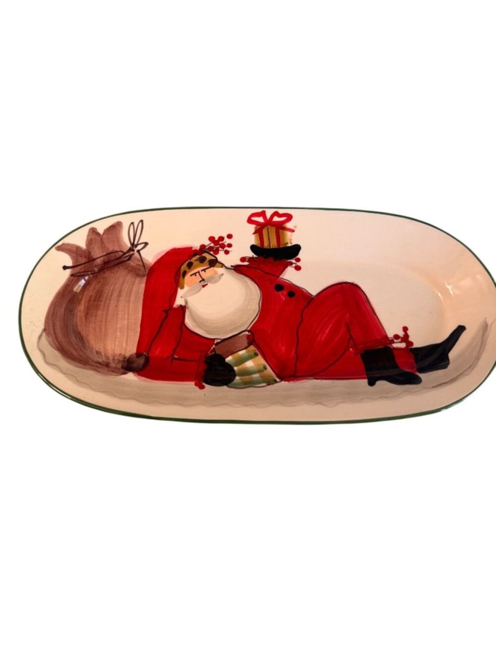 VIETRI Old St. Nick Small Oval Platter Santa 16 3/4" Italy Hand Painted - Picture 2 of 7